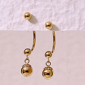 Front to Back Earrings - 14k Gold Large Gold Bead Dangle Cioro