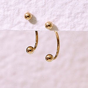 Front to Back Earrings - 14k Yellow Gold Small Beads Cioro