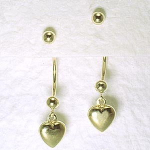 Front to Back Earrings - 14k Yellow Gold Heart Dangle Cioro