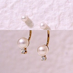 Front to Back Earrings - 14k Gold Pearl & Cubic Zirconia Pearl Stud Cioro