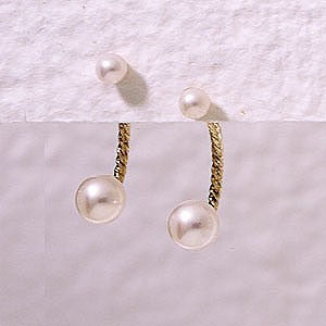 Front to Back Earrings - 14k Gold Graduated Pearls Twisted Cioro