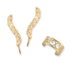 Diamond  Cut Ear Pin and Earcuff Earring