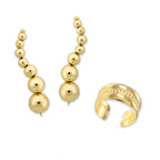 Polished Silver Ear Pin Earrings with Heart Earcuff Earring