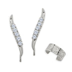 Sterling Silver Classic Swirl Cubic Zirconia Ear Pin Earrings with Hugs-n-Kisses X-O-X-O Ear Cuff