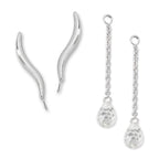 Polished Silver Ear Pin Earrings with CZ Enhance*her Earrings                                                       Earring
