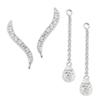 CZ Classic Silver Ear Pin Earrings with Faceted CZ Enhance*hers Earrings