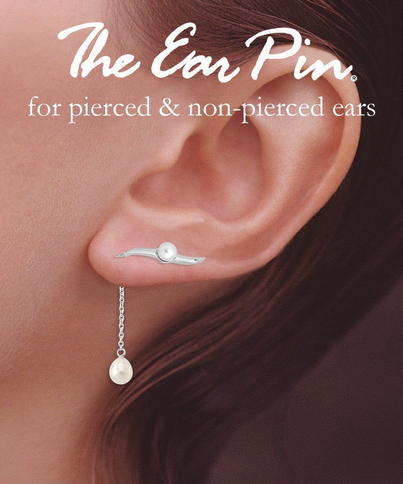 Pearl Ear Climber Earrings - Classic Pearl with Pearl Interchangeable Enhancers - Ear Pin - Sterling Silver