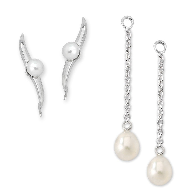 Pearl Polished Ear Pin Earrings with Pearl Enhance*her Earrings