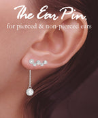 Silver Ear Climber Earrings - Bubble CZ with CZ Bezel Interchangeable Enhancers - Ear Pin