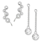 Bubble CZ Silver Ear Pin Earrings with CZ Bezel Enhance*hers Earrings