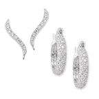 CZ Classic Siver Ear Pin Earrings with CZ Silver Hoop Earring