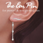 Silver Ear Climber Earrings - Classic Polished with CZ Bezel Interchangeable Enhancers - Ear Pin - Sterling Silver