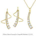 18k Gold Over Silver Graduating CZ Journey Earspirals Earrings with Matching Pendant