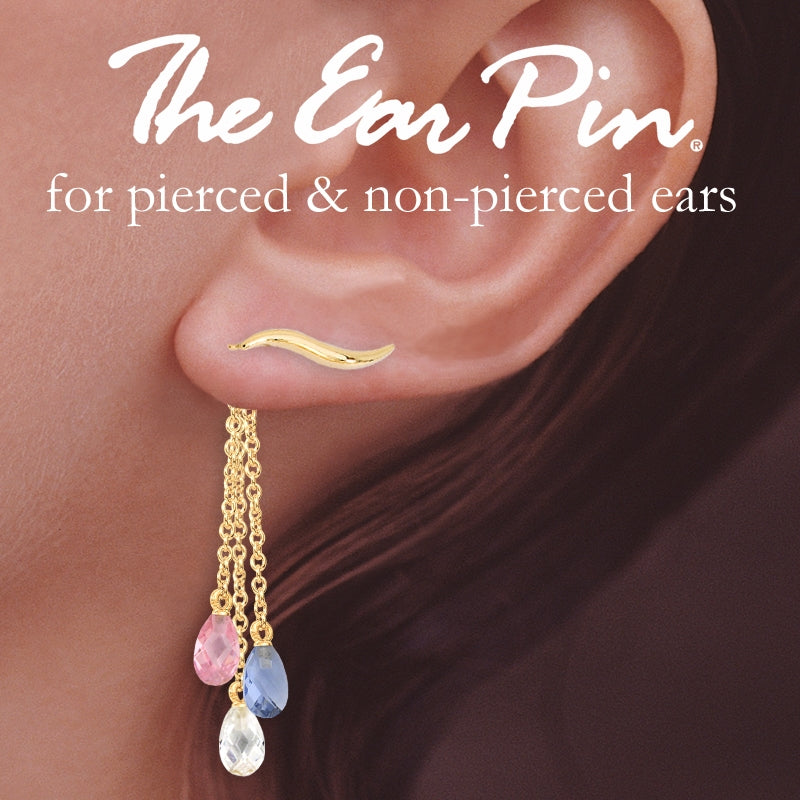 Ear Climber Ear Pin Earrings with Interchangeable Enhancers Gold Over Silver