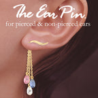 Ear Climber Ear Pin Earrings with Interchangeable Enhancers Gold Over Silver