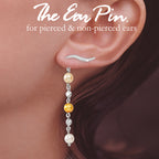 Polished Silver Ear Pin Earrings with CZ Enhance*her Earrings                                                       Earring