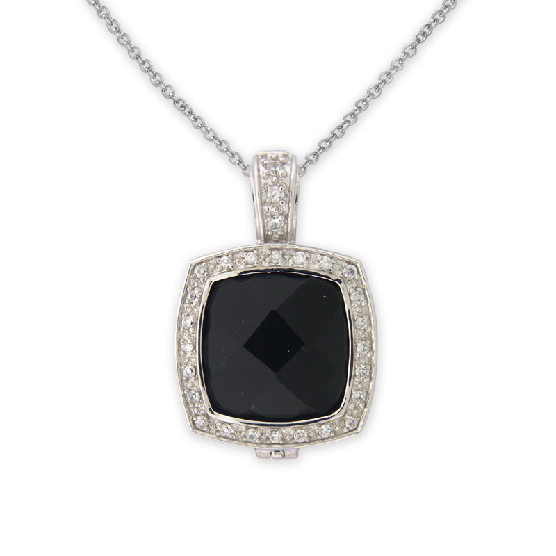 Black Onyx and CZ Pendant in Sterling Silver