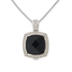 Black Onyx and CZ Pendant in Sterling Silver