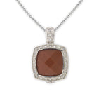 Goldstone and CZ Pendant in Sterling Silver