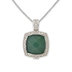 Green Aventurine and CZ Pendant in Sterling Silver