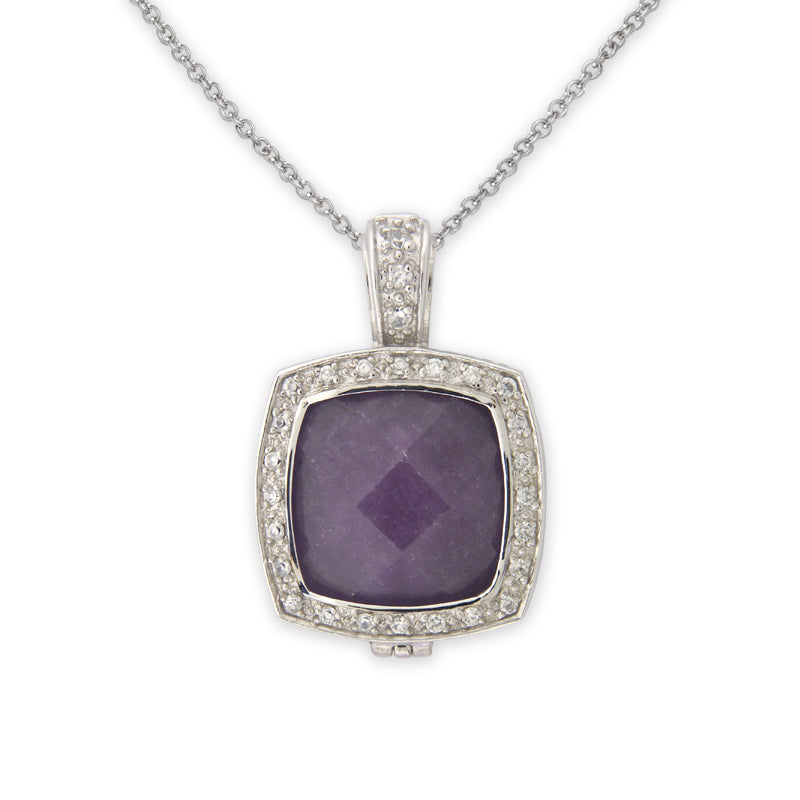 Lavender Jade and CZ Pendant in Sterling Silver