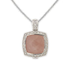 Pink Quartz and CZ Pendant in Sterling Silver