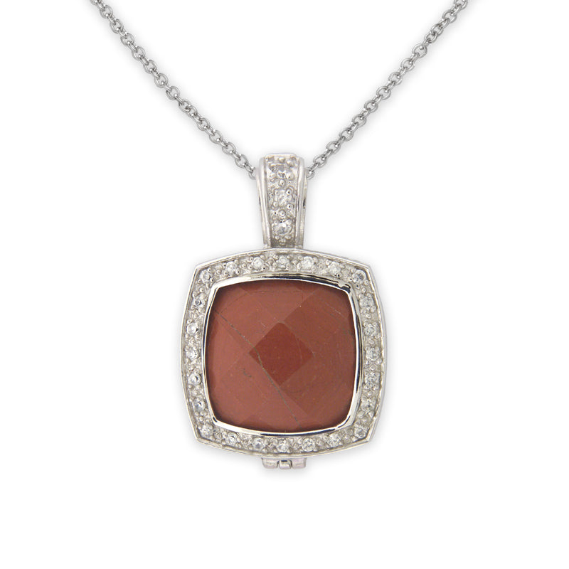 Red Jasper and CZ Pendant in Sterling Silver