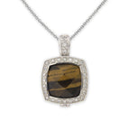 Tiger Eye and CZ Pendant in Sterling Silver