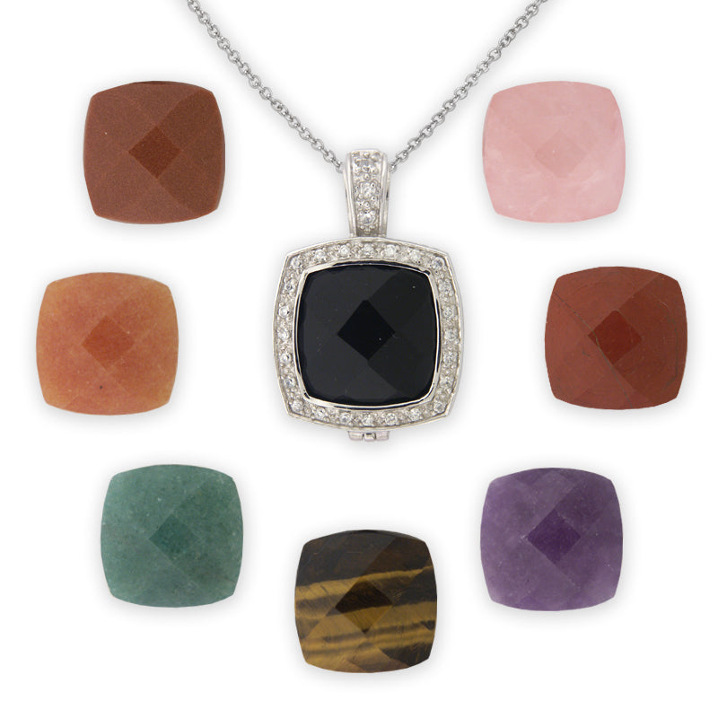8 Stones Interchangeable Pendant in Silver