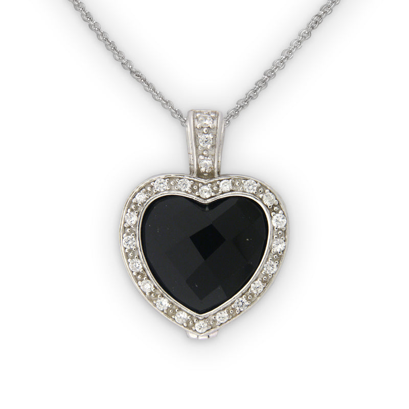 Black Onyx and CZ Pendant in Sterling Silver