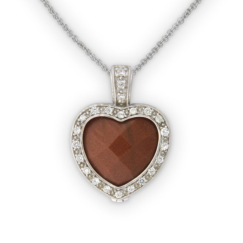 Goldstone and CZ Pendant in Sterling Silver