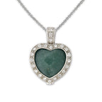 Green Aventurine and CZ Pendant in Sterling Silver