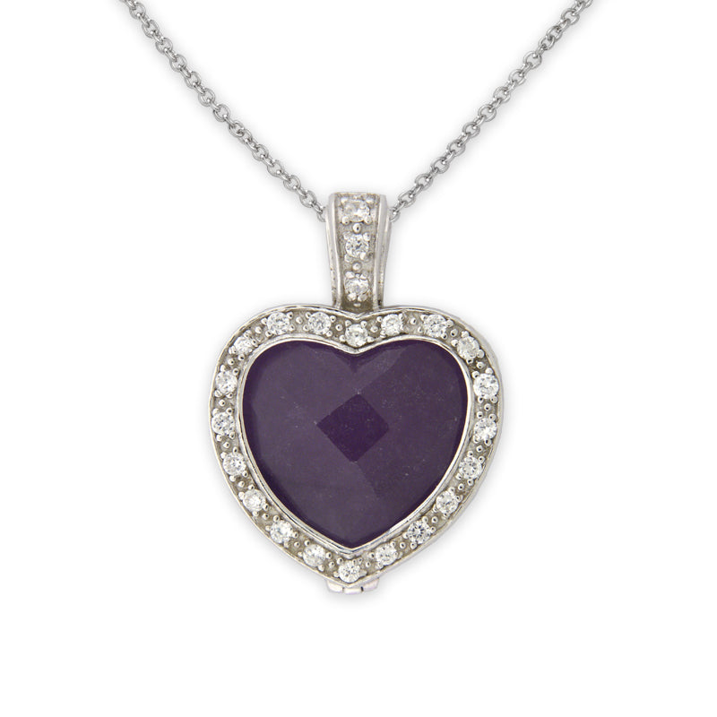 Lavender Jade and CZ Pendant in Sterling Silver