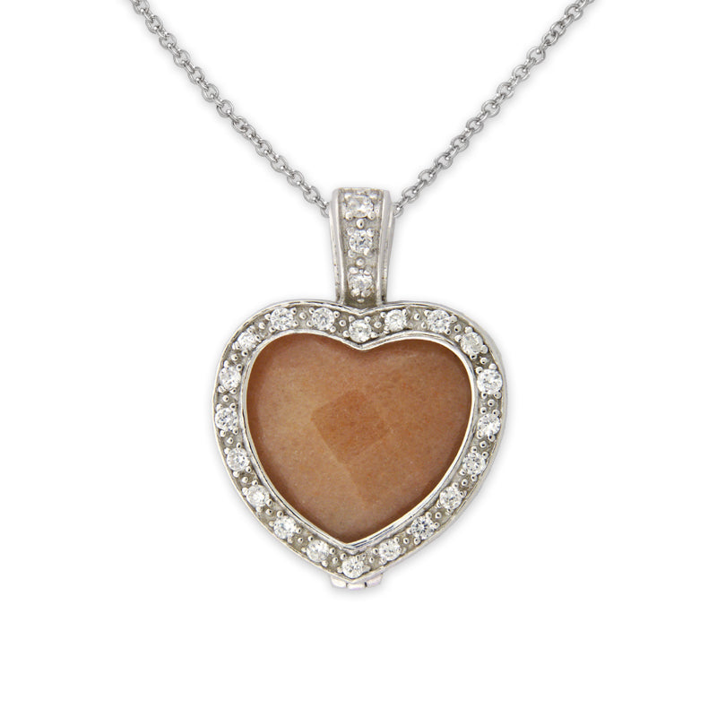 Red Aventurine and CZ Pendant in Sterling Silver