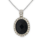Black Onyx and CZ Pendant in Sterling Silver
