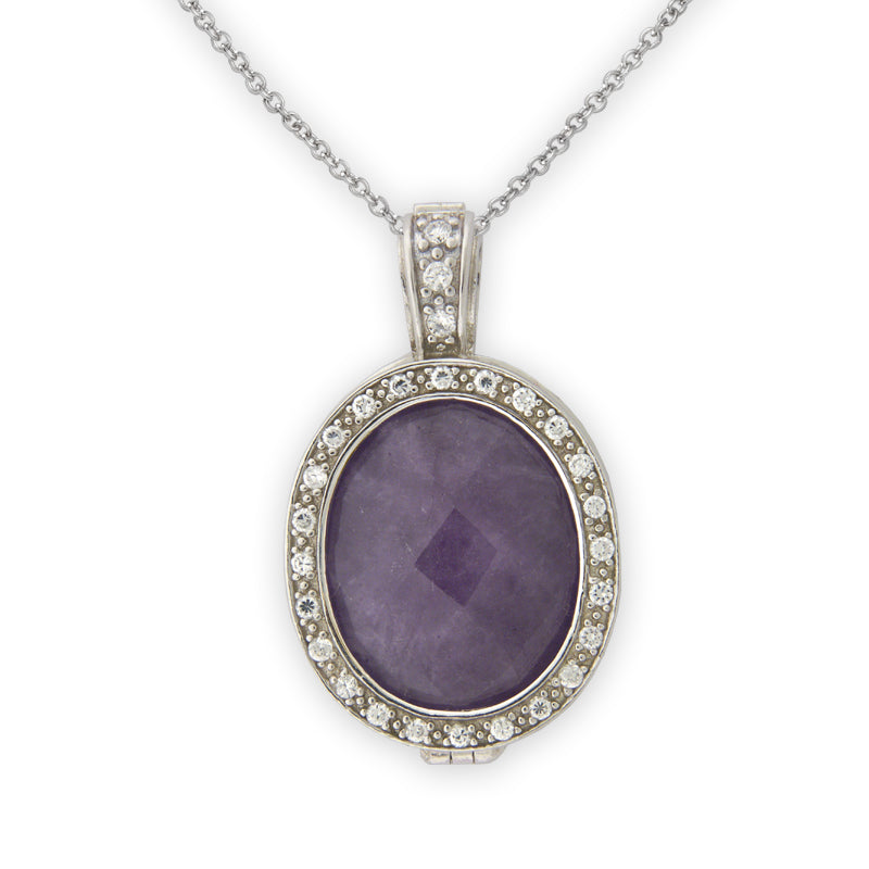 Lavender Jade and CZ Pendant in Sterling Silver