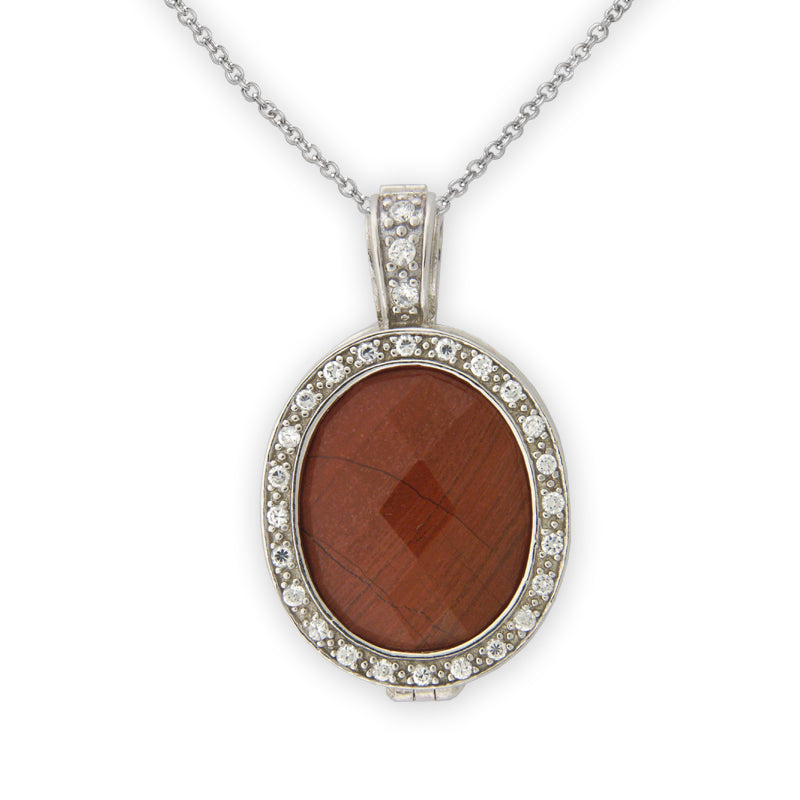 Red Jasper and CZ Pendant in Sterling Silver