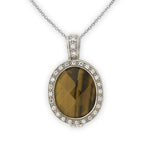 Tiger Eye and CZ Pendant in Sterling Silver