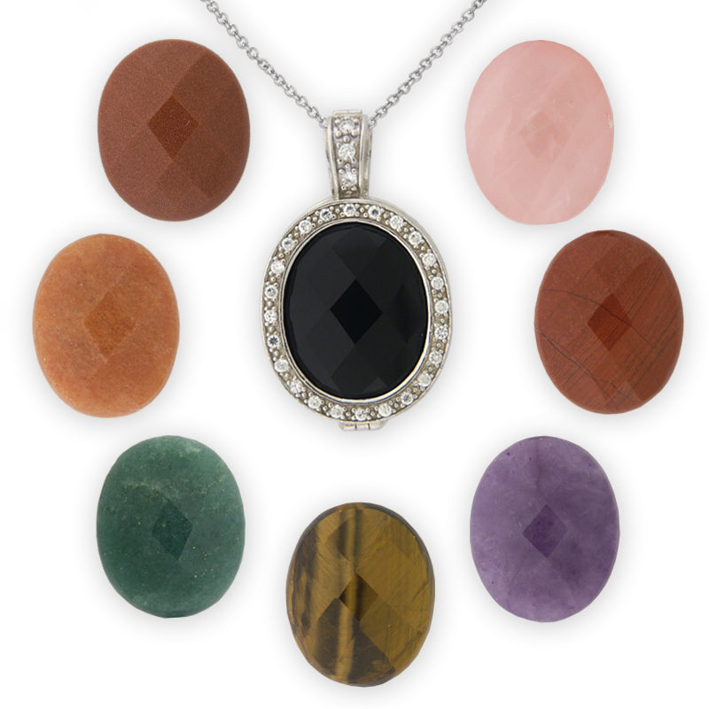 8 Stones Interchangeable Pendant in Silver