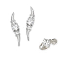 CZ Ear Pin Earrings with CZ Ear Cuff Earring