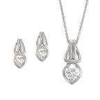  Love Knot Pendant Earring Set Heartshape Cubic Zirconia Larkhead Sterling Silver