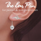 Silver Ear Climber Earrings - Heart with Heart Interchangeable Enhancers - Ear Pin