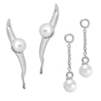 White Freshwater Pearl Ear Pin Earrings with Interchangeable Enhancers