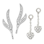 CZ Branches Silver Ear Pin Earrings with CZ Heart Enhance*hers Earrings