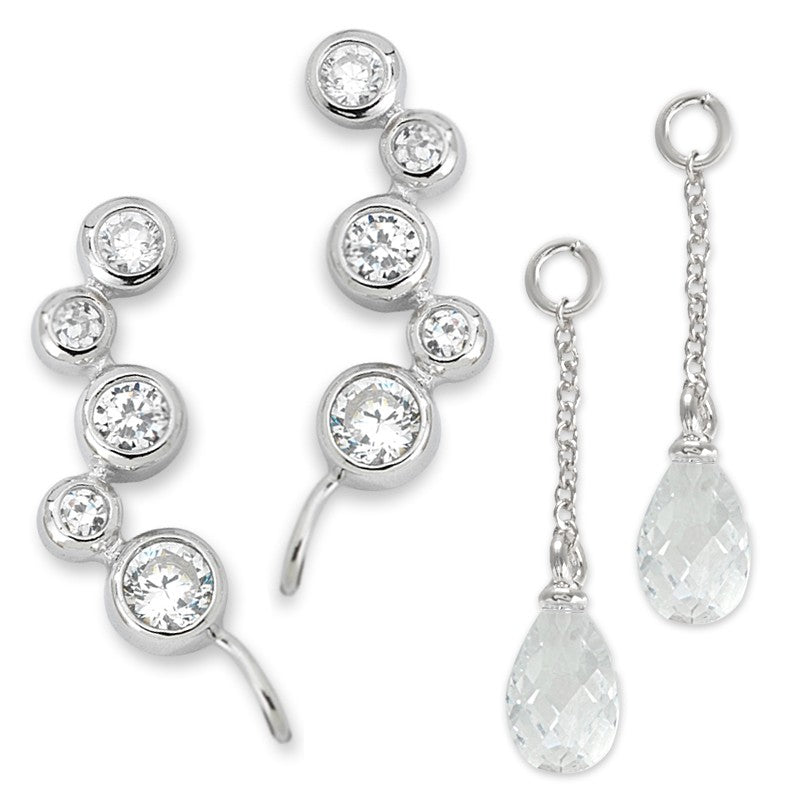 CZ Bubble EarPin Earring with CZ Enhancer Earrings