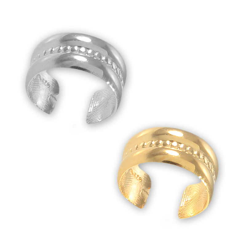 Silver Set of 2 Earcuff Earrings Beaded Center