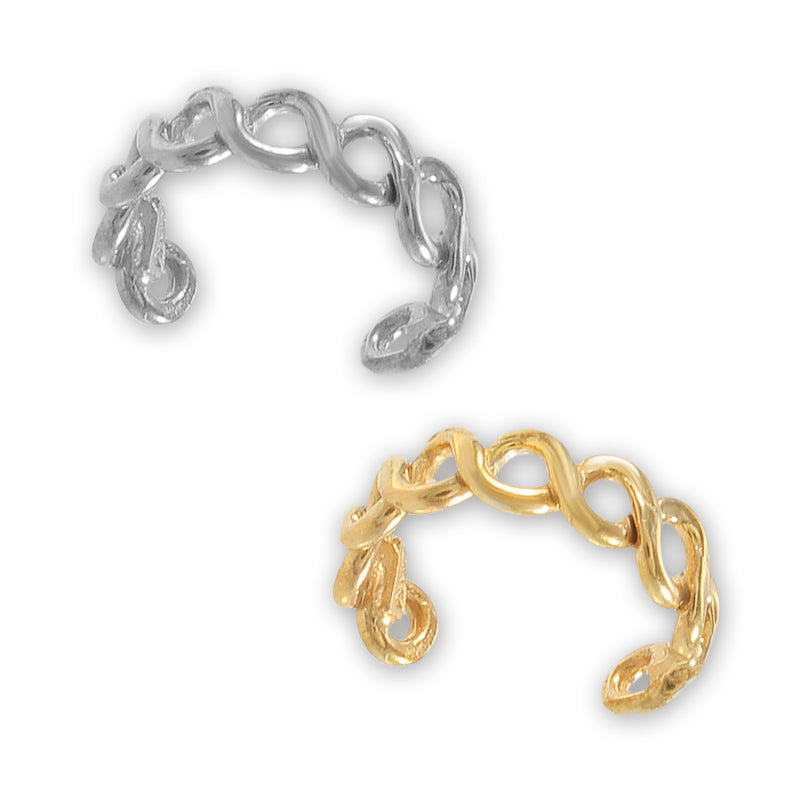 Silver Set of 2 Earcuff Earrings Crossover Braid