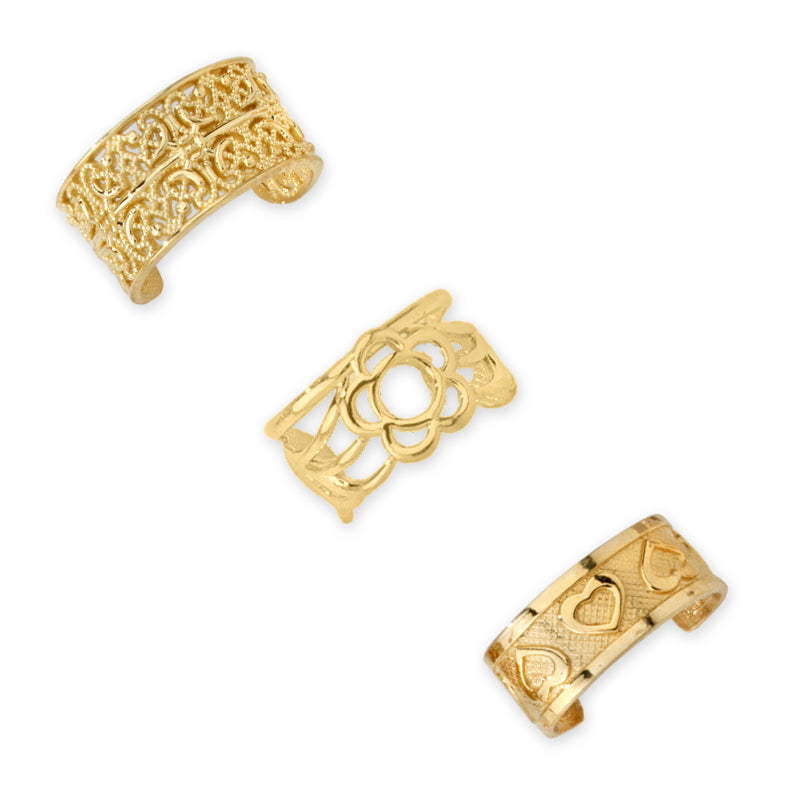 Gold Over Silver Set of 3 Earcuff Earrings