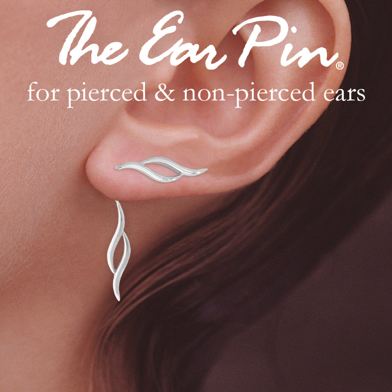 Silver Double Swirls Ear Pin Earrings with Matching Interchangeable Enhancers