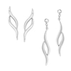 Silver Double Swirls Ear Pin Earrings with Matching Interchangeable Enhancers